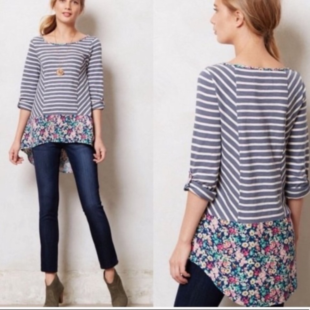 ANTHRO POSTMARK | Tunic Fairly Striped Floral XS